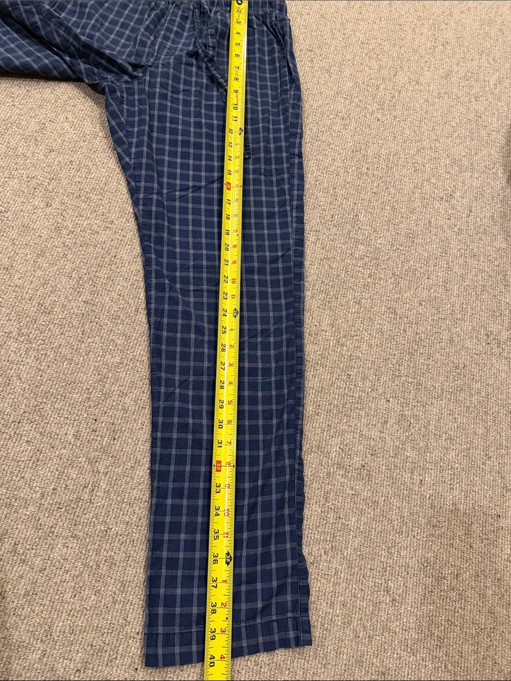 GAP MENS BLUE WINDOWPANE PLAID COTTON LOUNGE PANTS SIZE SMALL 30-31 - Picture 8 of 9